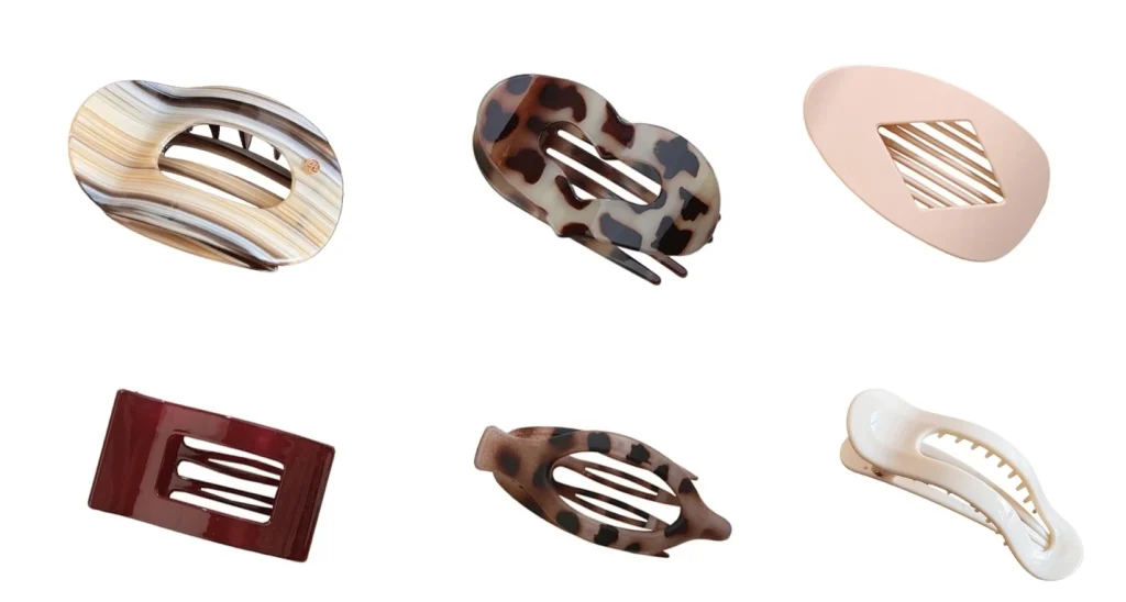 Oval, heart, square and curved acetate flat claw clip styles