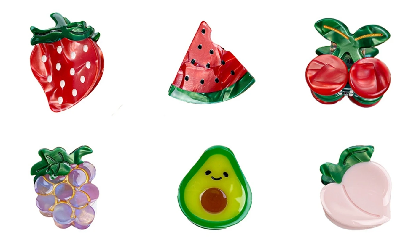 Strawberry, watermelon, cherry and other acetate decorative pieces for hair clips