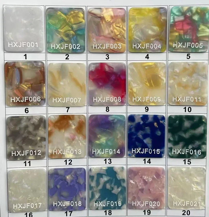 Photographed cellulose acetate color samples in chart 01