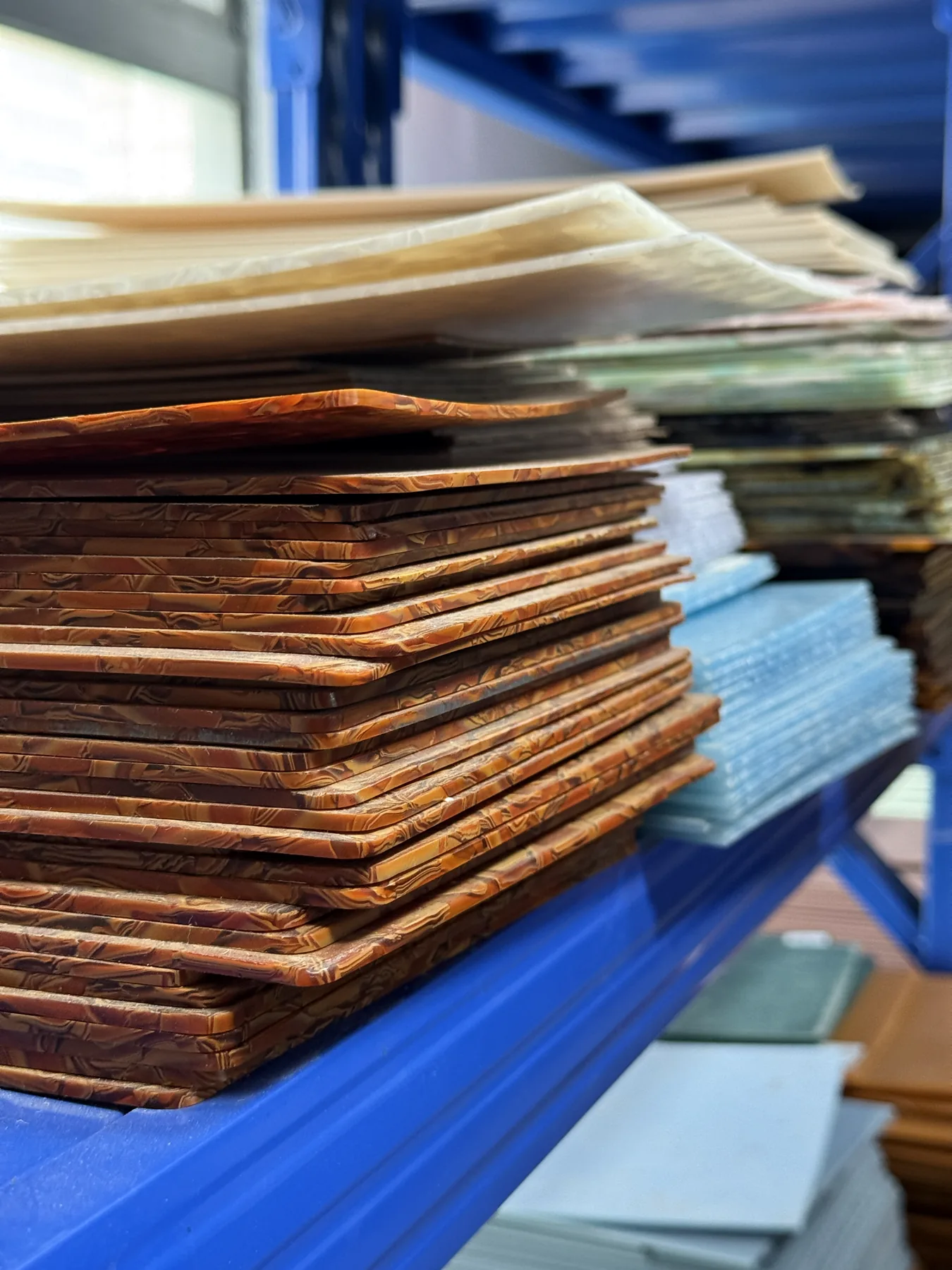 Brown cellulose acetate sheet stack