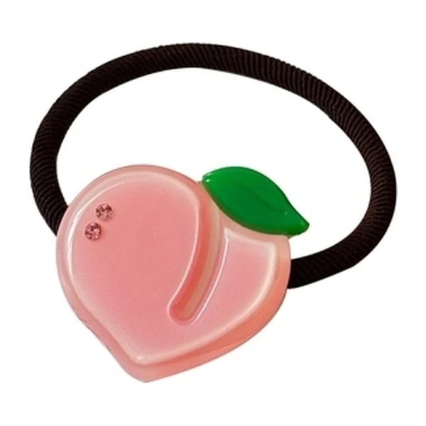 Elastic hair tie with a pink acetate decorative piece