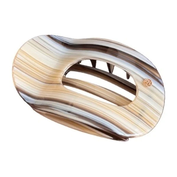 Oval striped acetate flat claw clip design reference
